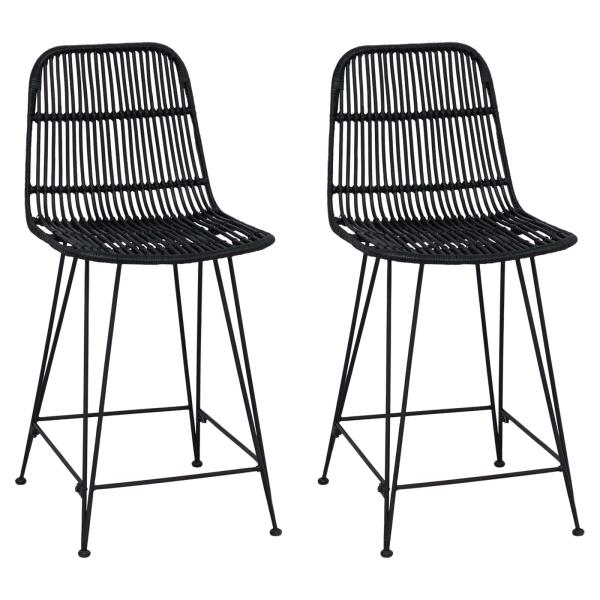 Barhocker 2 Stk. Schwarz 44 x 54 x 96 cm Rattan und Stahl