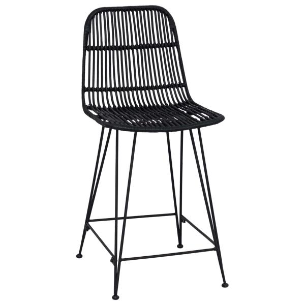 Barhocker 2 Stk. Schwarz 44 x 54 x 96 cm Rattan und Stahl