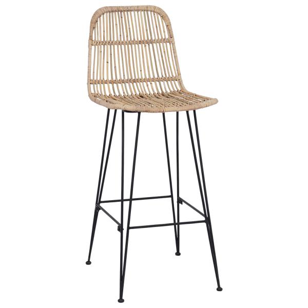 Barhocker 2 Stk. Natur 44 x 55 x 109 cm Rattan und Stahl