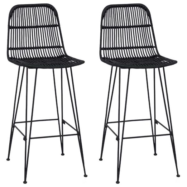 Barhocker 2 stk. Schwarz 44 x 55 x 109 cm Rattan und Stahl