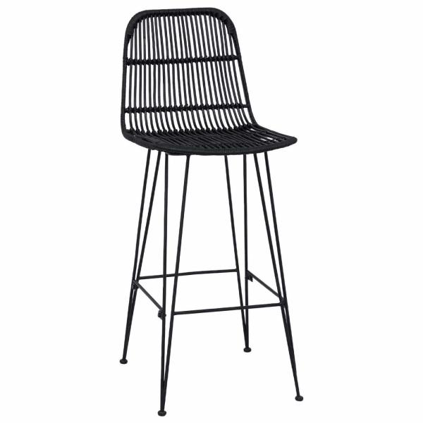 Barhocker 2 stk. Schwarz 44 x 55 x 109 cm Rattan und Stahl
