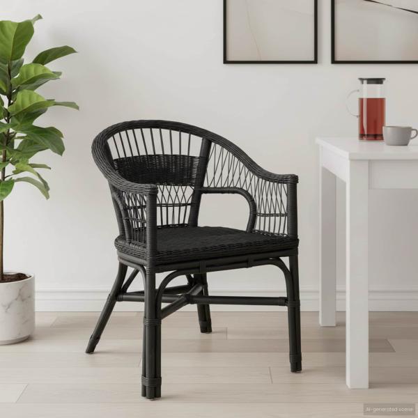 ARDEBO.de - Stapelstuhl Schwarz 60 x 60 x 81 cm Rattan