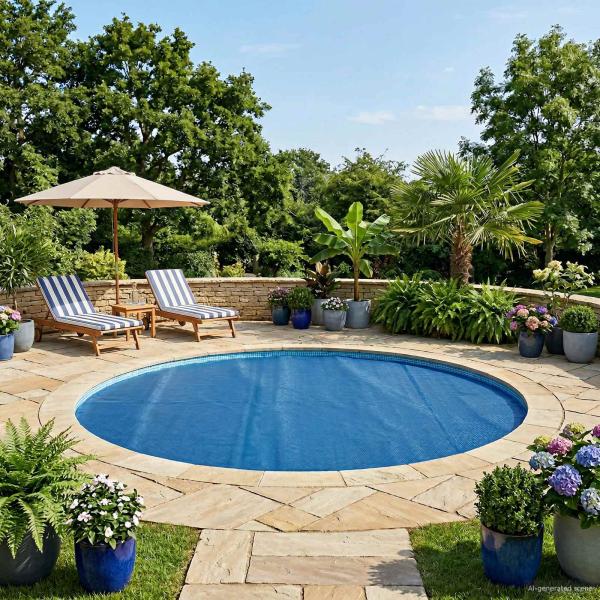 ARDEBO.de - Sonnendeck für Pools Extra Schwer Ø 417 cm 400 ?m Rund PE Blau