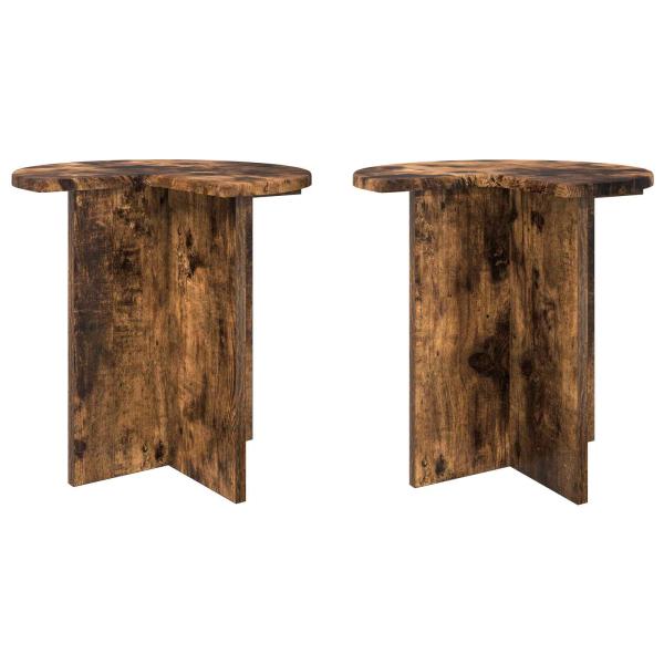 Beistelltisch 2 Stk. Räuchereiche Ø 39 x 38 cm Holzwerkstoff