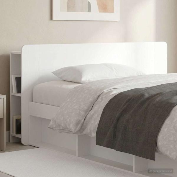 Kopfteil Schrank mit Speicher Hochglanz Weiß Holzwerkstoff