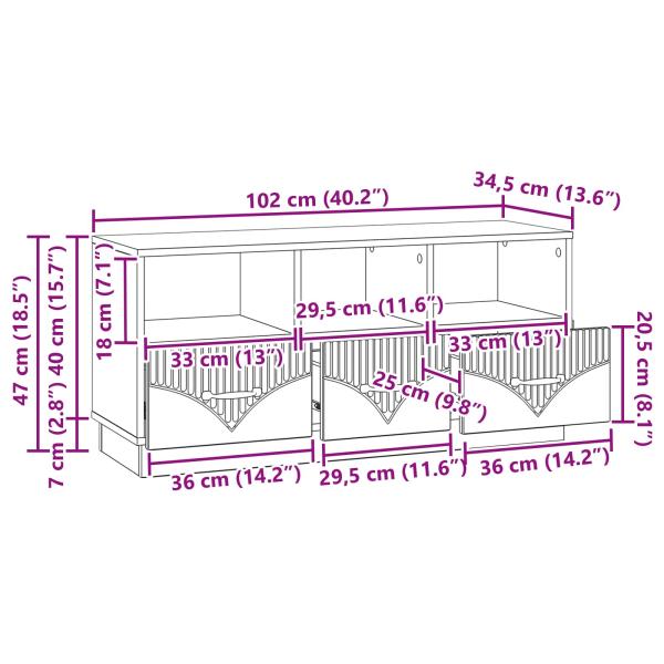 TV-Schränk Sonoma-Eiche 102 x 34,5 x 47 cm Holzwerkstoff
