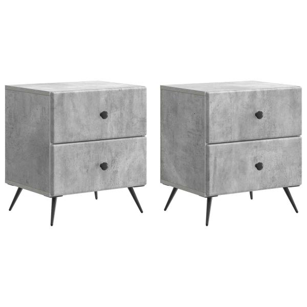 Nachttisch 2 Stk. Betongrau 43 x 34,5 x 47,5 cm Holzwerkstoff