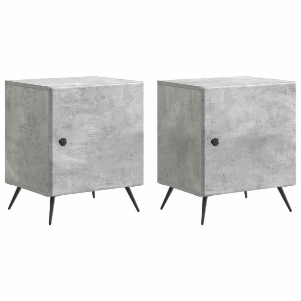 Nachttisch 2 stk. Betongrau 43 x 34,5 x 50 cm Holzwerkstoff