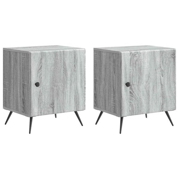 Nachttisch 2 stk. Graues Sonoma 43 x 34,5 x 50 cm Holzwerkstoff