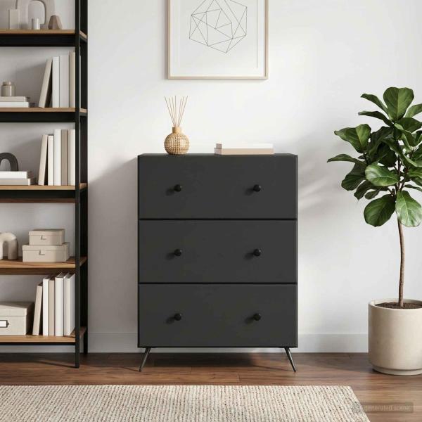 ARDEBO.de - Schubladenschrank 66 x 34,5 x 90 cm Holzwerkstoff Schwarz