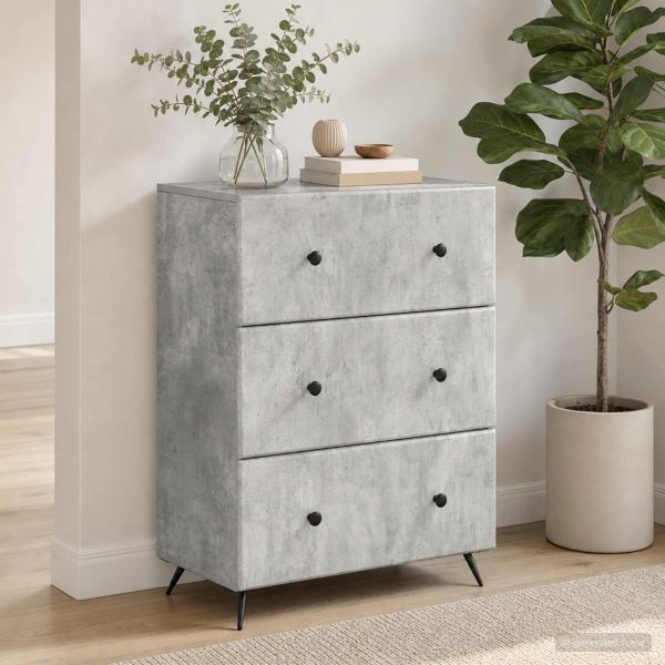 Schubladenschrank 66 x 34,5 x 90 cm Holzwerkstoff Betongrau