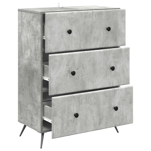 Schubladenschrank 66 x 34,5 x 90 cm Holzwerkstoff Betongrau