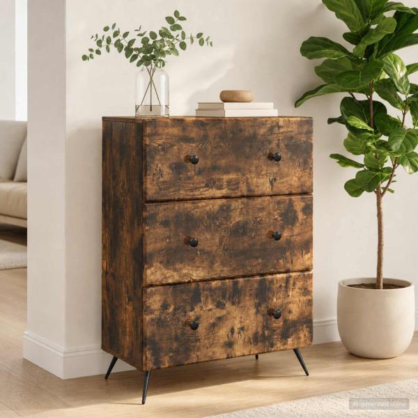 ARDEBO.de - Schubladenschrank 66 x 34,5 x 90 cm Holzwerkstoff R?uchereiche