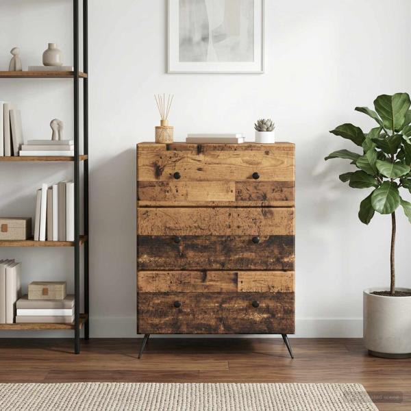ARDEBO.de - Schubladenschrank 66 x 34,5 x 90 cm Holzwerkstoff Altholz