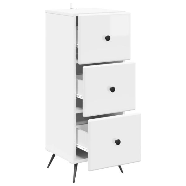 Schubladenschrank Hochglanz Weiß 33 x 34,5 x 90 cm