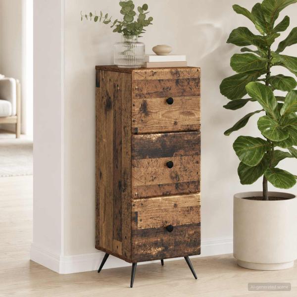 Schubladenschrank Altholz 33 x 34,5 x 90 cm Holzwerkstoff