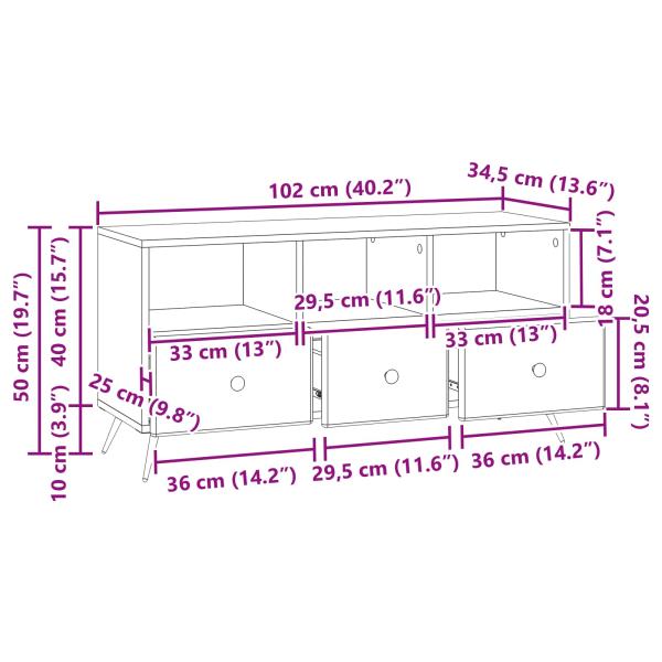 TV-Schränk Sonoma-Eiche 102 x 34,5 x 50 cm Holzwerkstoff