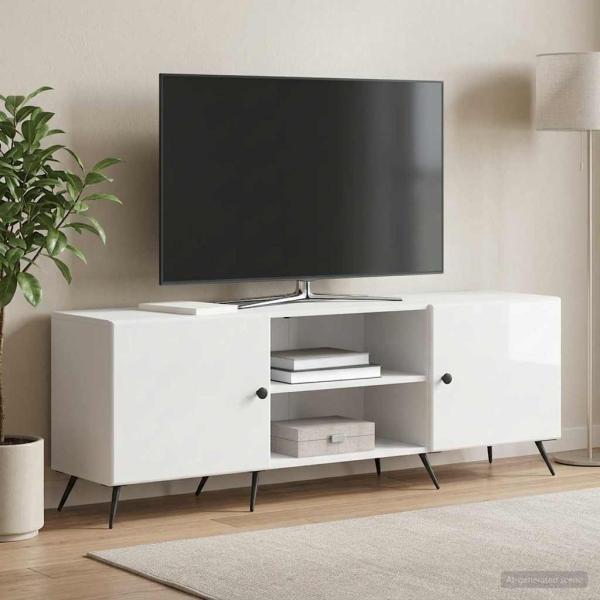 ARDEBO.de - TV-Schränk 150 x 31 x 50 cm Hochglanz Weiß Holzwerkstoff