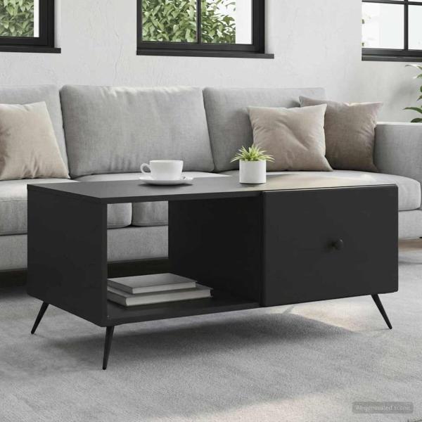 ARDEBO.de - Couchtisch Schwarz 90 x 50 x 40 cm Holzwerkstoff