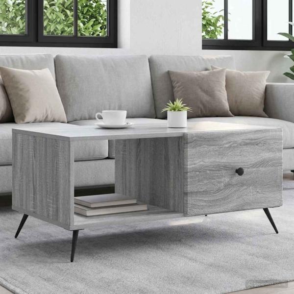 ARDEBO.de - Couchtisch Sonoma-Grau 90 x 50 x 40 cm Holzwerkstoff
