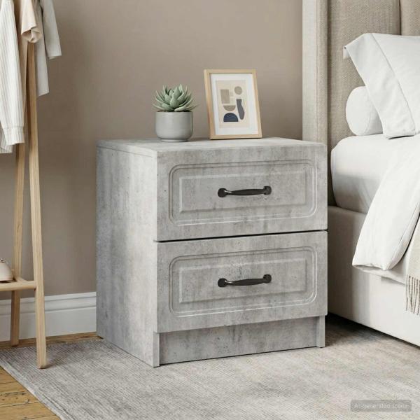 ARDEBO.de - Nachttisch 2 Stk. Betongrau 43 x 34,5 x 44,5 cm Holzwerkstoff