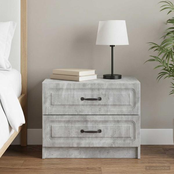 ARDEBO.de - Nachttisch Betongrau 62 x 34,5 x 44,5 cm Holzwerkstoff