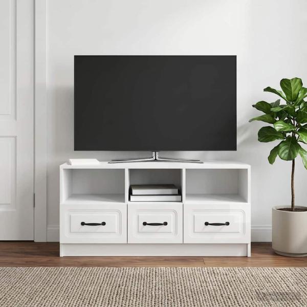 ARDEBO.de - TV-Schränk Hochglanz Weiß 102 x 34,5 x 47 cm Holzwerkstoff