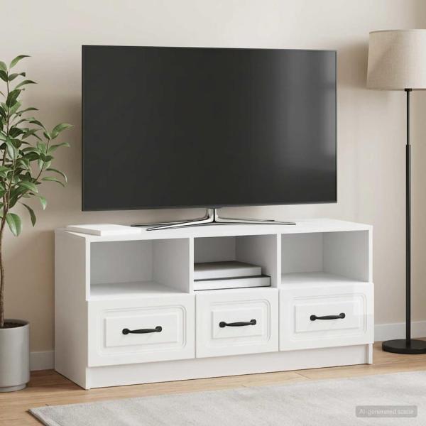 TV-Schränk Hochglanz Weiß 102 x 34,5 x 47 cm Holzwerkstoff
