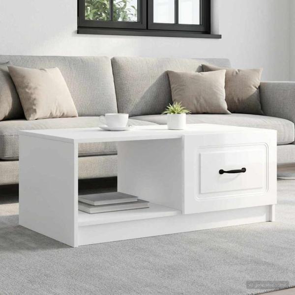 ARDEBO.de - Couchtisch Hochglanz Weiß 90 x 50 x 37 cm Holzwerkstoff