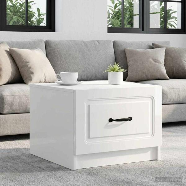 ARDEBO.de - Couchtisch Hochglanz Weiß 49 x 50 x 37 cm Holzwerkstoff