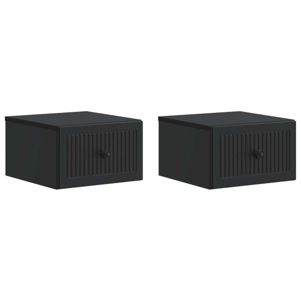 Wandmontierter Nachttisch 2 Stk. Schwarz 33 x 34,5 x 20 cm
