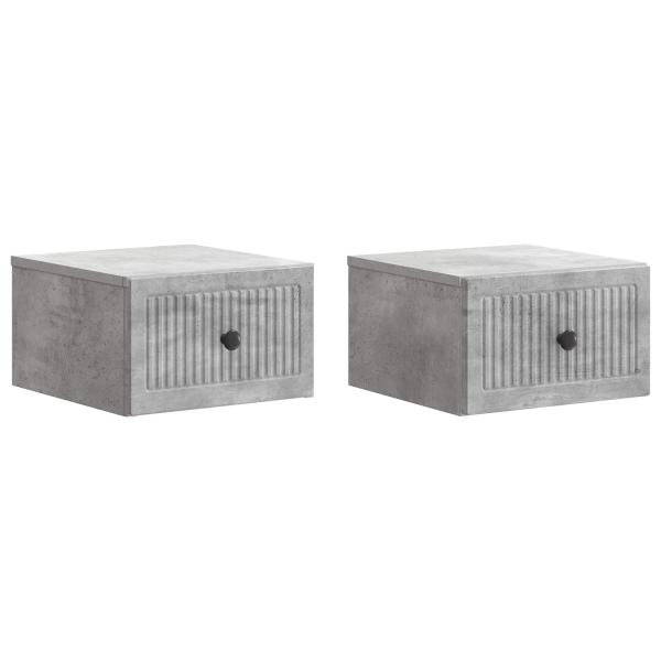 Wandmontierter Nachttisch 2 Stk. Betongrau 33 x 34,5 x 20 cm