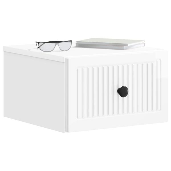 Wandmontierter Nachttisch Hochglanz Weiß 33 x 34,5 x 20 cm