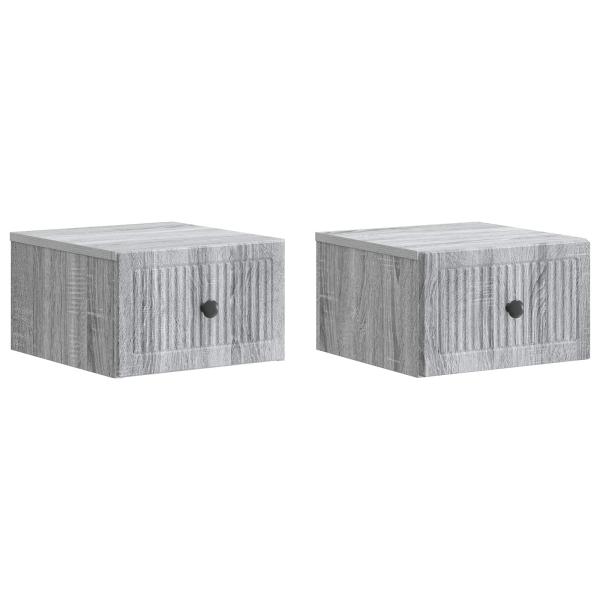 Wandmontierter Nachttisch 2 Stk. Sonoma-Grau 33 x 34,5 x 20 cm