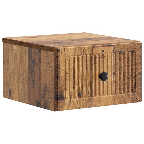 Wandmontierter Nachttisch Altholz 33 x 34,5 x 20 cm
