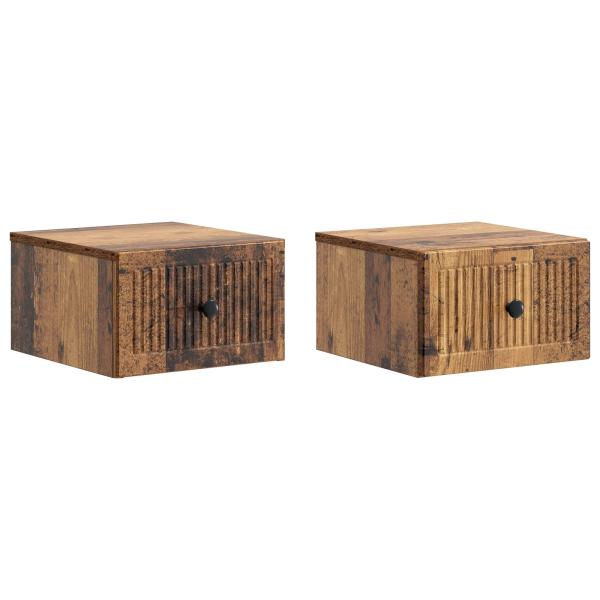 Wandmontierter Nachttisch 2 Stk. Altholz 33 x 34,5 x 20 cm