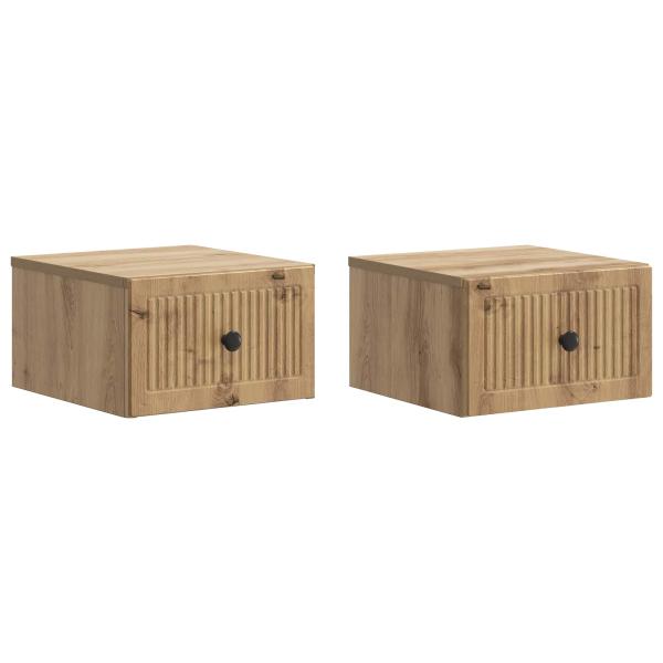 Wandmontierter Nachttisch 2 stk. Artisan-Eiche