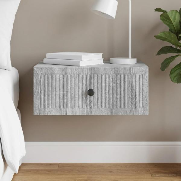 ARDEBO.de - Nachttisch Sonoma-Grau 49 x 34,5 x 20 cm Holzwerkstoff