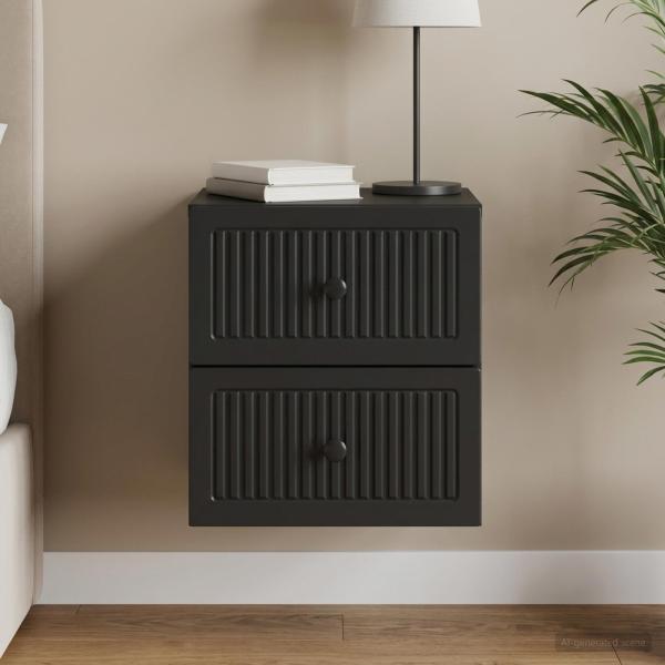 ARDEBO.de - Wandmontierter Nachttisch Schwarz 33 x 34,5 x 40 cm