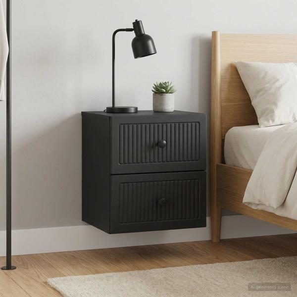 ARDEBO.de - Wandmontierter Nachttisch 2 Stk. Schwarz 33 x 34,5 x 40 cm