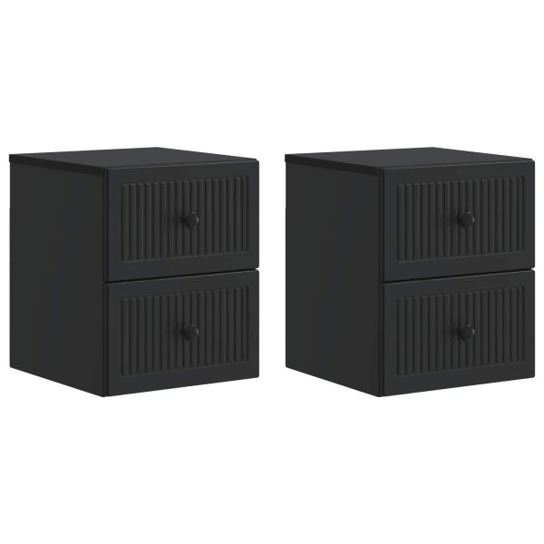 Wandmontierter Nachttisch 2 Stk. Schwarz 33 x 34,5 x 40 cm