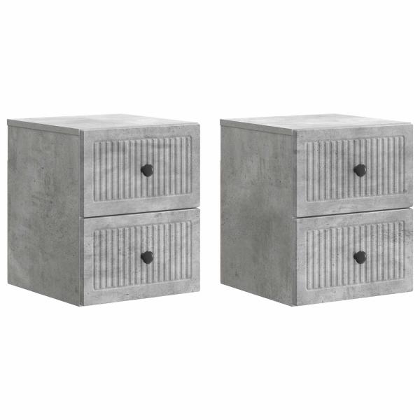 Wandmontierter Nachttisch 2 Stk. Betongrau 33 x 34,5 x 40 cm
