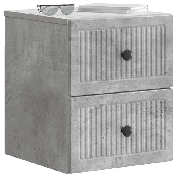 Wandmontierter Nachttisch 2 Stk. Betongrau 33 x 34,5 x 40 cm