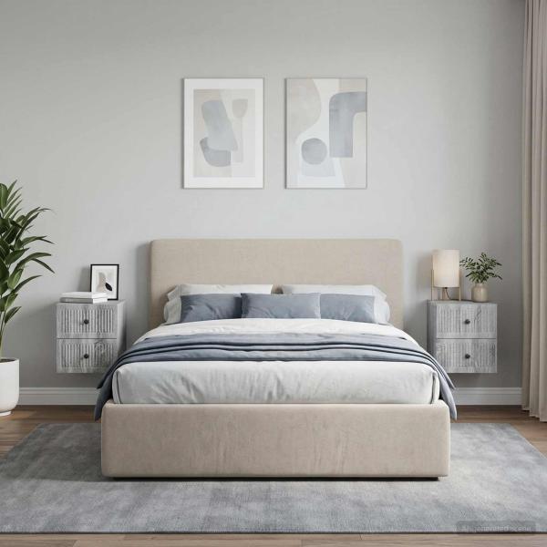 ARDEBO.de - Wandmontierter Nachttisch 2 Stk. Sonoma-Grau 33 x 34,5 x 40 cm