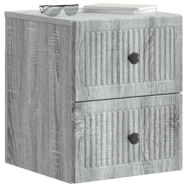 Wandmontierter Nachttisch 2 Stk. Sonoma-Grau 33 x 34,5 x 40 cm