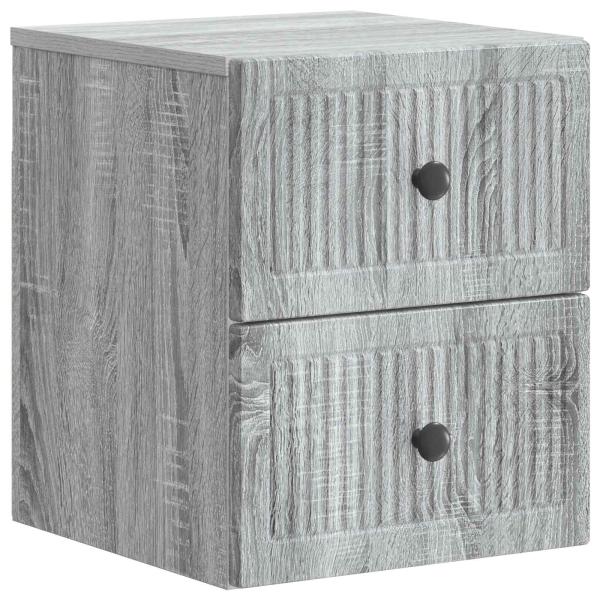 Wandmontierter Nachttisch 2 Stk. Sonoma-Grau 33 x 34,5 x 40 cm