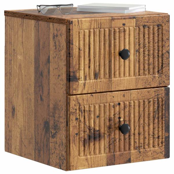 Wandmontierter Nachttisch 2 Stk. Altholz 33 x 34,5 x 40 cm