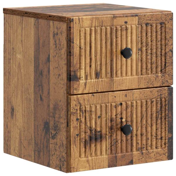 Wandmontierter Nachttisch 2 Stk. Altholz 33 x 34,5 x 40 cm