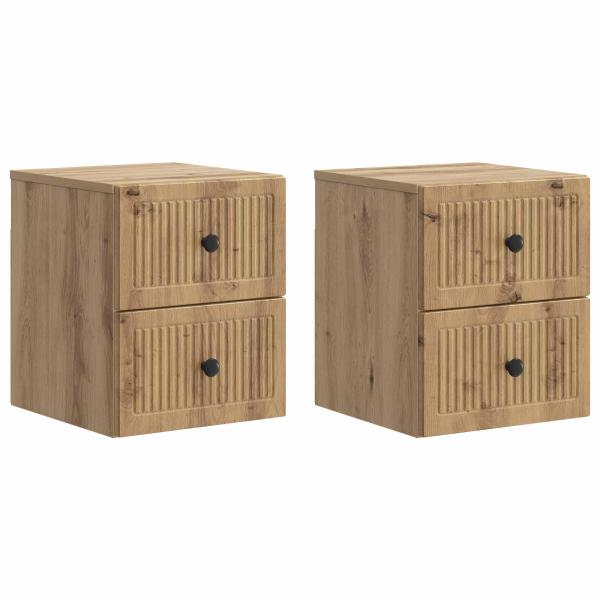 Wandmontierter Nachttisch 2 stk. Artisan-Eiche