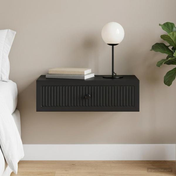 ARDEBO.de - Wandmontierter Beistelltisch Schwarz 59 x 34,5 x 17 cm